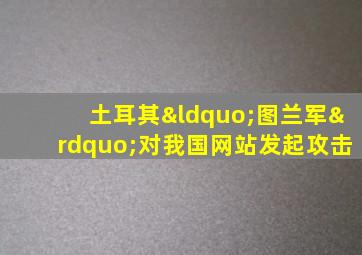 土耳其“图兰军”对我国网站发起攻击