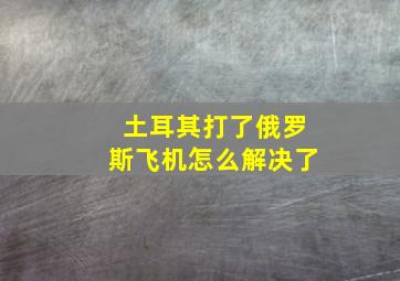 土耳其打了俄罗斯飞机怎么解决了