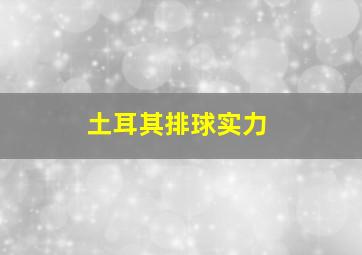 土耳其排球实力