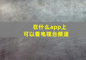 在什么app上可以看电视台频道