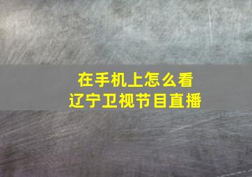 在手机上怎么看辽宁卫视节目直播