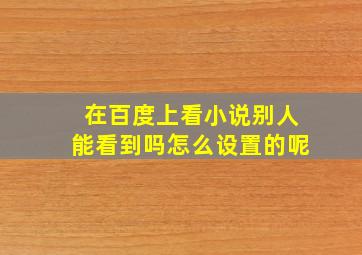 在百度上看小说别人能看到吗怎么设置的呢