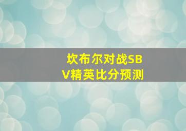 坎布尔对战SBV精英比分预测