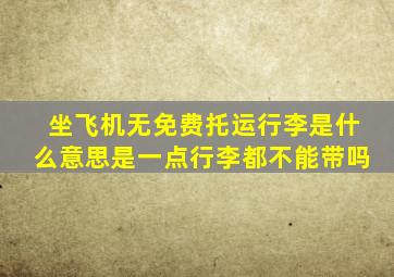 坐飞机无免费托运行李是什么意思是一点行李都不能带吗