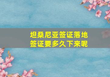 坦桑尼亚签证落地签证要多久下来呢