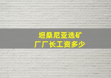 坦桑尼亚选矿厂厂长工资多少