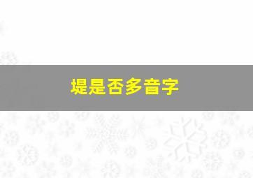 堤是否多音字