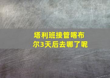 塔利班接管喀布尔3天后去哪了呢