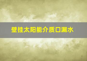 壁挂太阳能介质口漏水