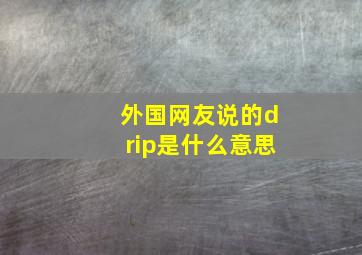 外国网友说的drip是什么意思