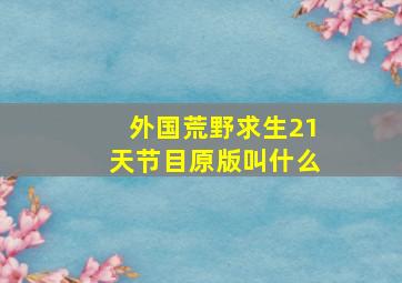 外国荒野求生21天节目原版叫什么