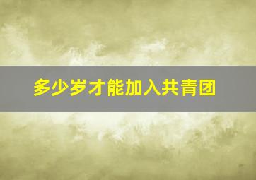 多少岁才能加入共青团