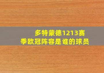 多特蒙德1213赛季欧冠阵容是谁的球员