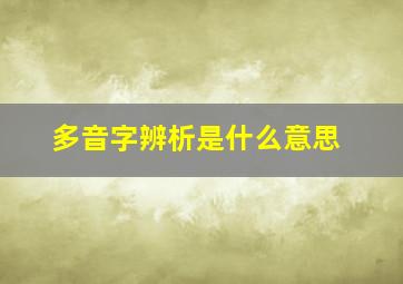 多音字辨析是什么意思