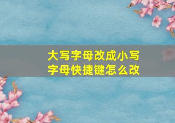 大写字母改成小写字母快捷键怎么改