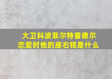 大卫科波菲尔特雷德尔恋爱时他的座右铭是什么