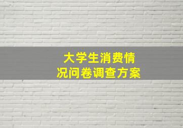 大学生消费情况问卷调查方案