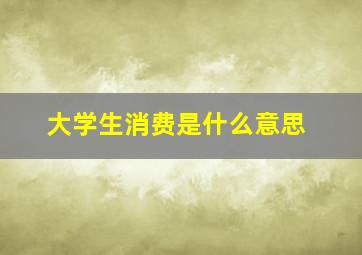 大学生消费是什么意思