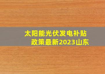 太阳能光伏发电补贴政策最新2023山东