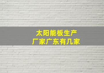 太阳能板生产厂家广东有几家