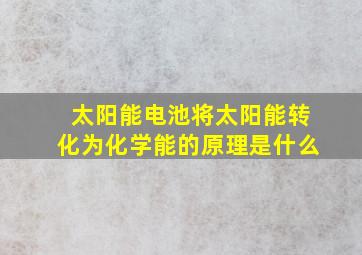 太阳能电池将太阳能转化为化学能的原理是什么