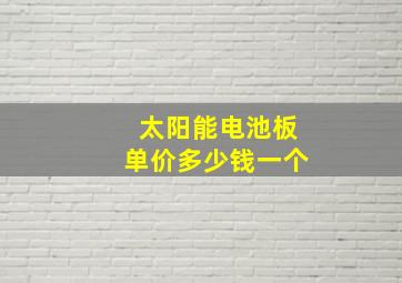 太阳能电池板单价多少钱一个