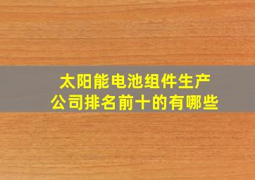 太阳能电池组件生产公司排名前十的有哪些