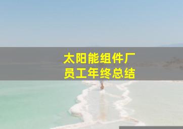 太阳能组件厂员工年终总结