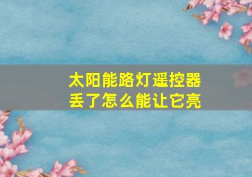 太阳能路灯遥控器丢了怎么能让它亮