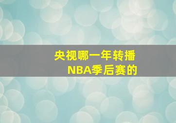 央视哪一年转播NBA季后赛的