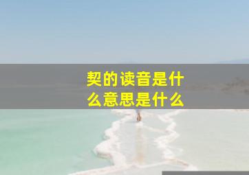 契的读音是什么意思是什么