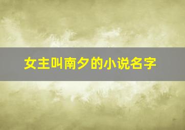 女主叫南夕的小说名字