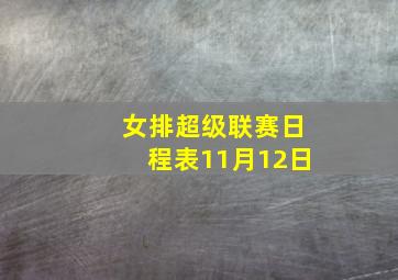 女排超级联赛日程表11月12日