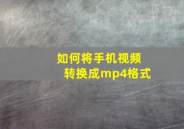 如何将手机视频转换成mp4格式