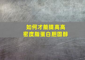 如何才能提高高密度脂蛋白胆固醇