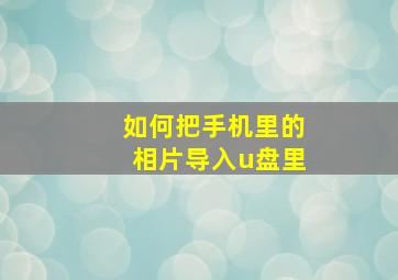 如何把手机里的相片导入u盘里