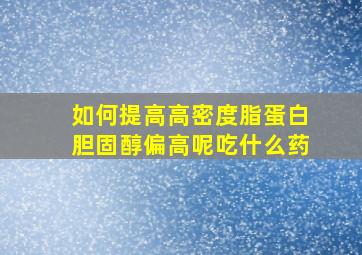 如何提高高密度脂蛋白胆固醇偏高呢吃什么药