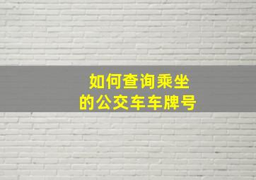 如何查询乘坐的公交车车牌号