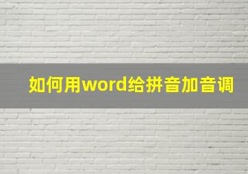 如何用word给拼音加音调