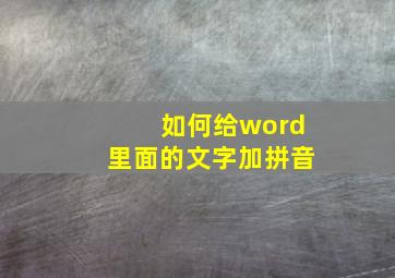 如何给word里面的文字加拼音