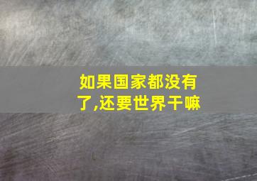 如果国家都没有了,还要世界干嘛