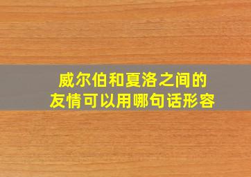 威尔伯和夏洛之间的友情可以用哪句话形容