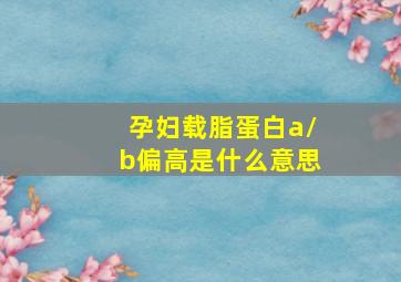 孕妇载脂蛋白a/b偏高是什么意思