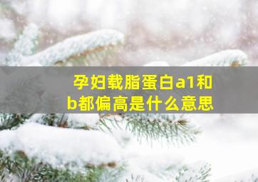 孕妇载脂蛋白a1和b都偏高是什么意思