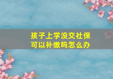 孩子上学没交社保可以补缴吗怎么办