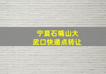 宁夏石嘴山大武口快递点转让