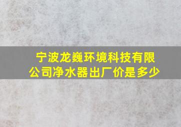 宁波龙巍环境科技有限公司净水器出厂价是多少