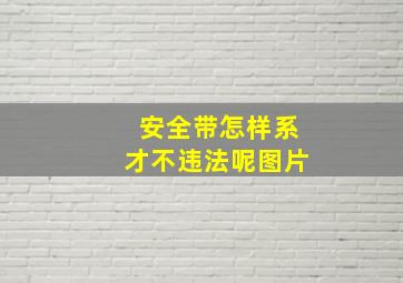 安全带怎样系才不违法呢图片