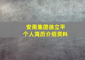 安南集团徐立平个人简历介绍资料