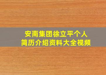 安南集团徐立平个人简历介绍资料大全视频